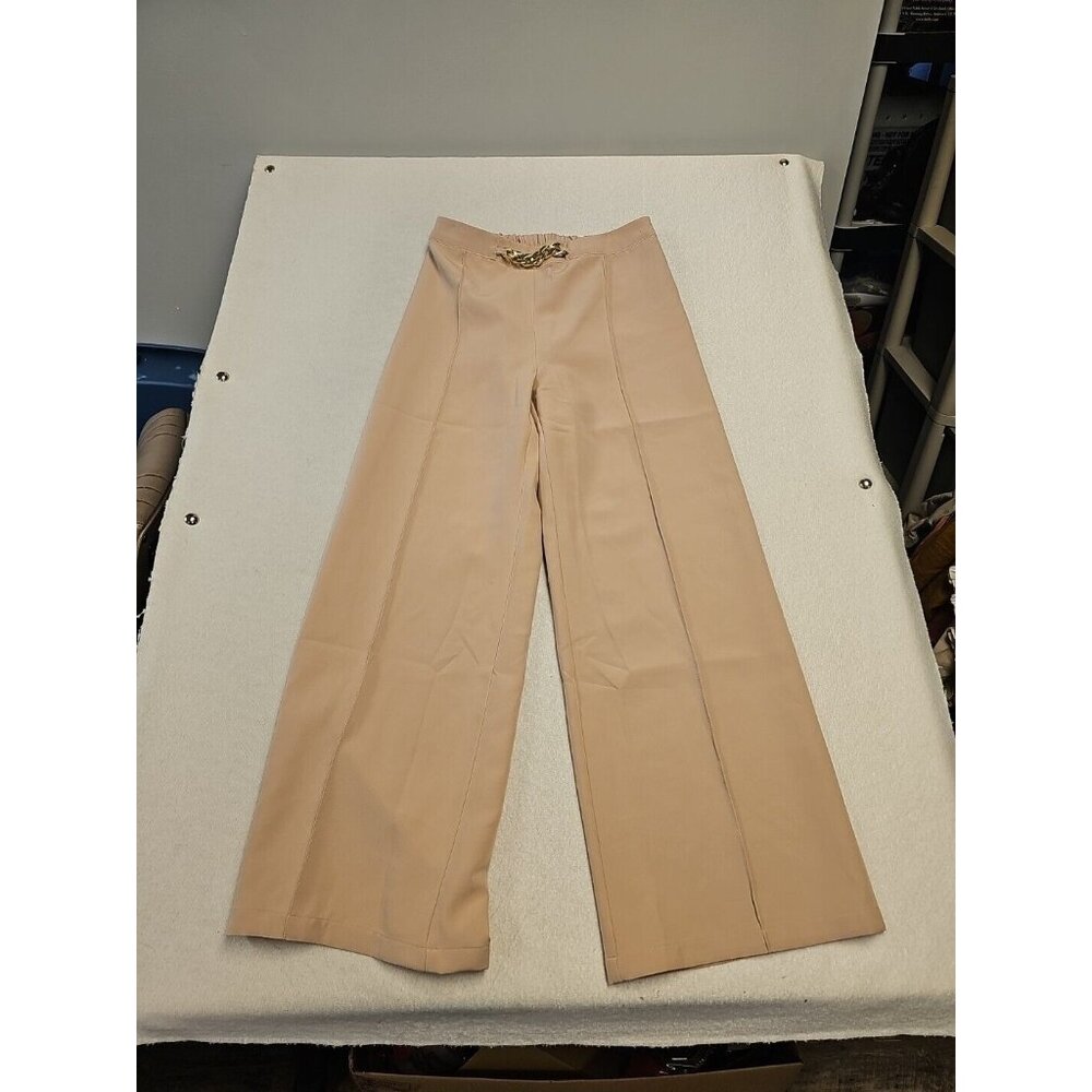 Max Pants Womens 8 Beige Wide Leg Palooza Gold Belted Art To‎ Wear  New